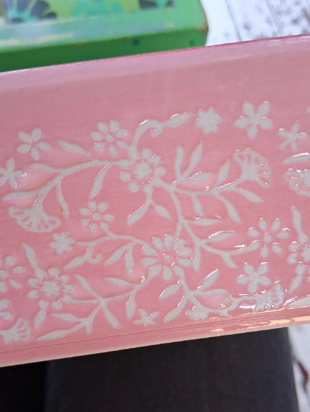 Artisan Pink Floral Rectangular Ceramic Bakeware